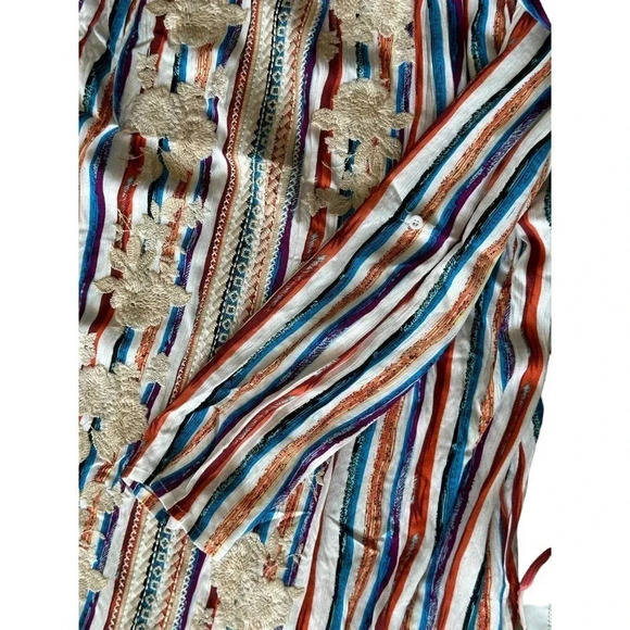 NWT Andree By Unit Women's Multicolor Striped Button Down Shirt Dress Size Small - Picture 3 of 5